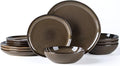 AmorArc Ceramic Dinnerware SetsHandmade Reactive Glaze Stoneware Plates and Bowls SetsHighly Scratch Resistant | Dishwasher &amp Microwave Safe Dishes SetService for 4 (12pc)