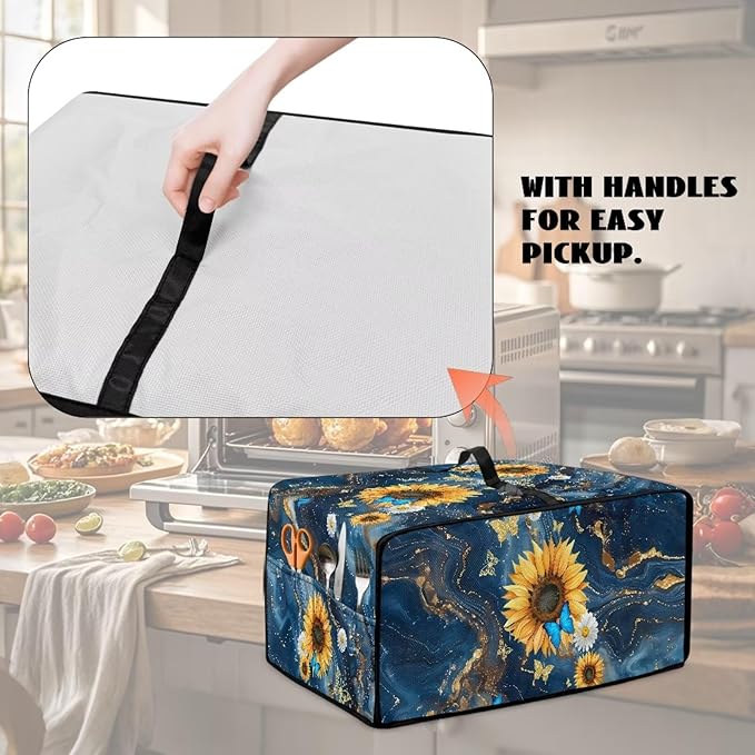 Doojoayie Toaster Cover 8 Slice Kitchen Appliance Covers 22.5x18.5x 13 Bread Machine Dust Protector Modern Home Kitchen Decoration Sunflower &amp Buttefly Print