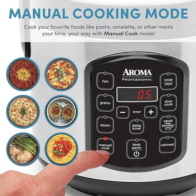 AROMA® Professional 8-Cup (Cooked) / 2Qt. Digital Rice &amp Grain Multicooker ARC-984SBD