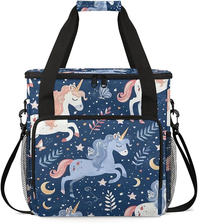 Unicorn Cute Funny Coffee Maker Carring Bag Large Insulated Storage Organizer Case Tote Bags with Shoulder Strap for Travel Work Picnic
