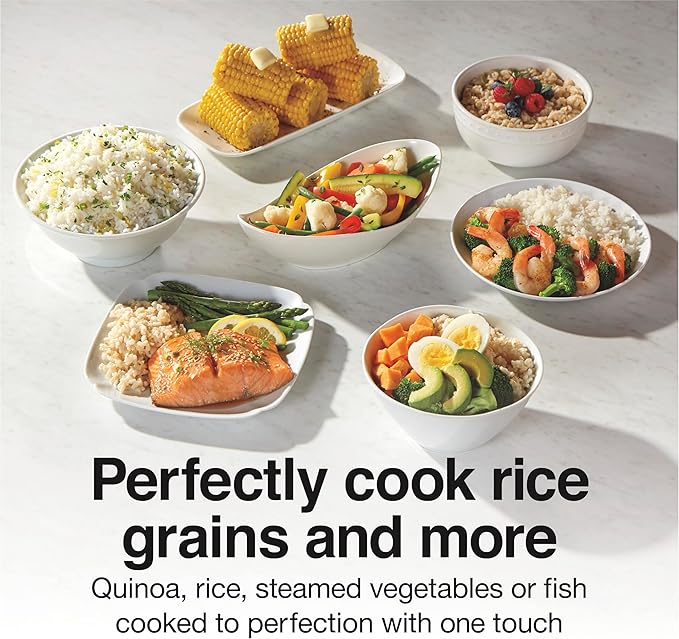 Proctor Silex Rice Cooker &amp Food Steamer 10 Cups Cooked (5 Cups Uncooked) Includes Steam and Rinsing Basket White (37533G)