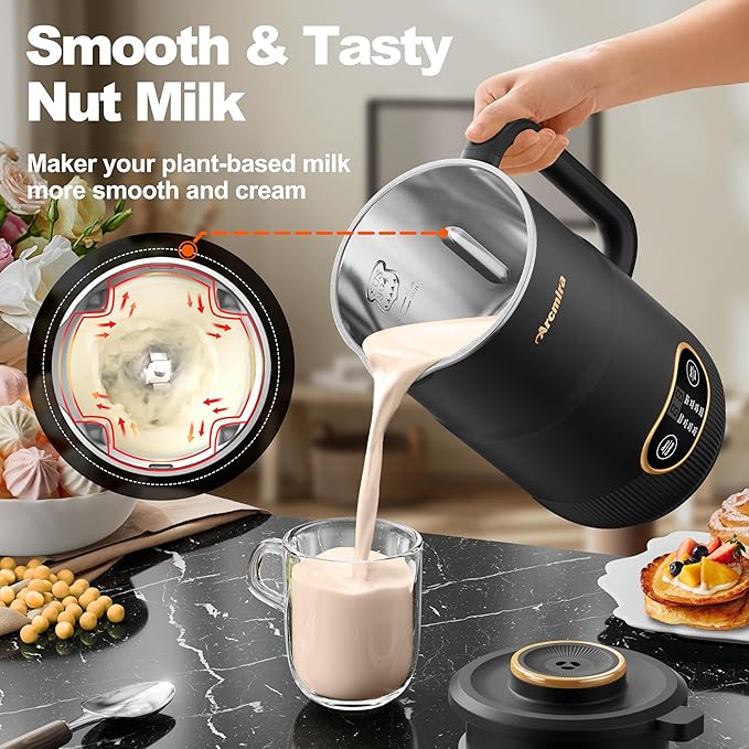 8 in 1 Nut Milk Maker 8 Blade 35oz Homemade Almond Oat Coconut Soy Plant Based Milks and Non Dairy Beverages Soy Milk Maker Machine with Delay Start/Keep Warm/Self-Cleaning/Boil Water