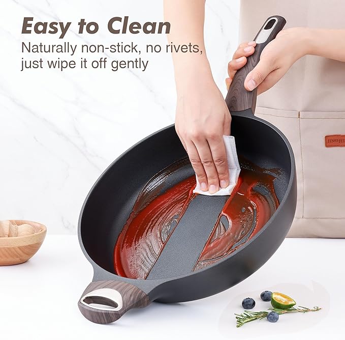 SENSARTE Nonstick Cookware Set 13-PieceStay-Cool Handles PFOA Free12 Inch Nonstick Frying Pan Skillet with LidInduction Pan