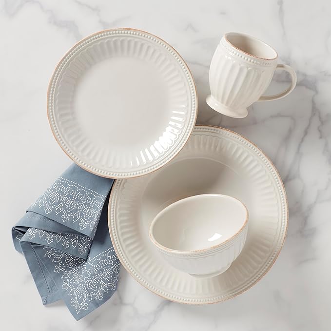 Lenox White French Perle Groove 4Pc Place Setting 6.95 LB