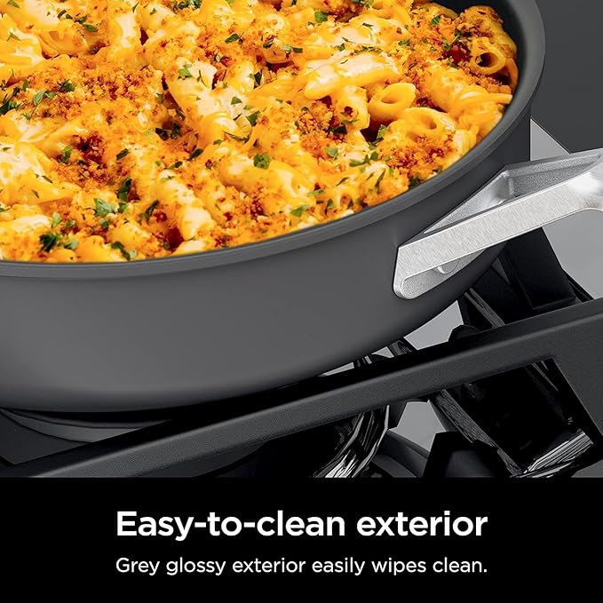 Ninja NeverStick Professional Hard-Anodized 10 Piece Pots &amp Pans Set Nonstick Cookware Set Durable Oven Safe to 500°F Slate Grey C39500