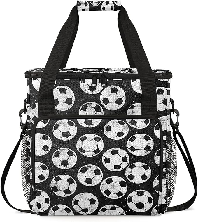 Soccer Travel Coffee Maker Carrying Bag Large Organizer Storage Tote Bag Insulated Reusable Cooler Grocery Bags