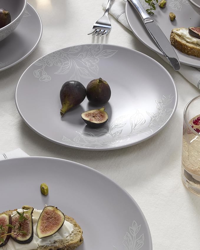 Oneida 897506 Roseto 12-Piece Dinnerware Set Pumice Grey