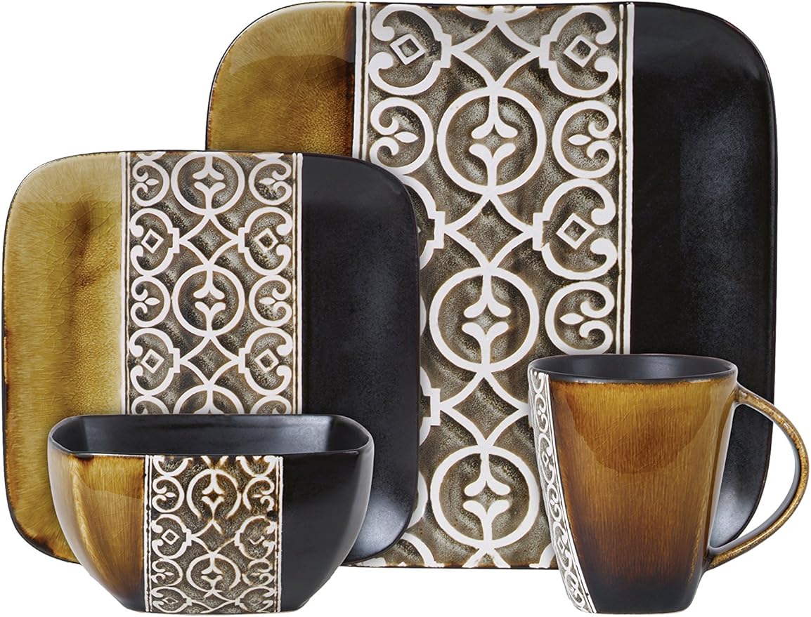 Gibson Elite Tre Tenori 16-Piece Dinnerware Set Amber