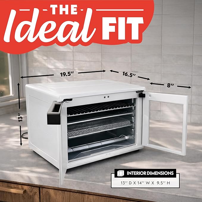 Gourmia French Door Air Fryer Oven - 37 Qt Large Capacity Convection Toaster Oven FryForce 360° Digital Display 12 Cooking Presets Dehydrate Fits 13” Pizza Dishwasher-Safe White