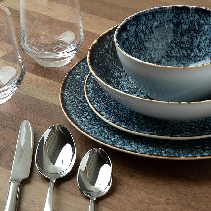 Larder &amp Vine Ceramic Stoneware Dinnerware 16-Piece Set 4 Place Settings (Bondi Waters)