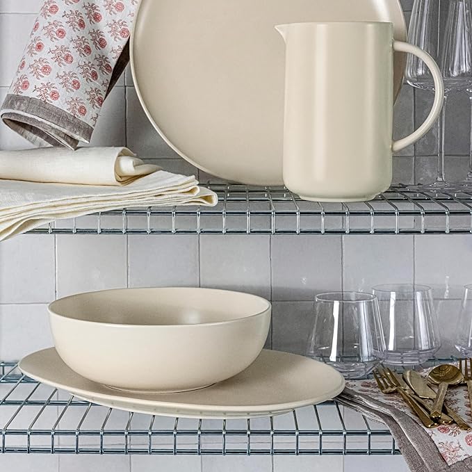 over&ampback Coupe Stoneware Serving Platter - Elegant 1-Piece Oval Serving Platter to Complete Your Kitchen Set - 16.4 x 11.5 - Semi-Matte Ivory