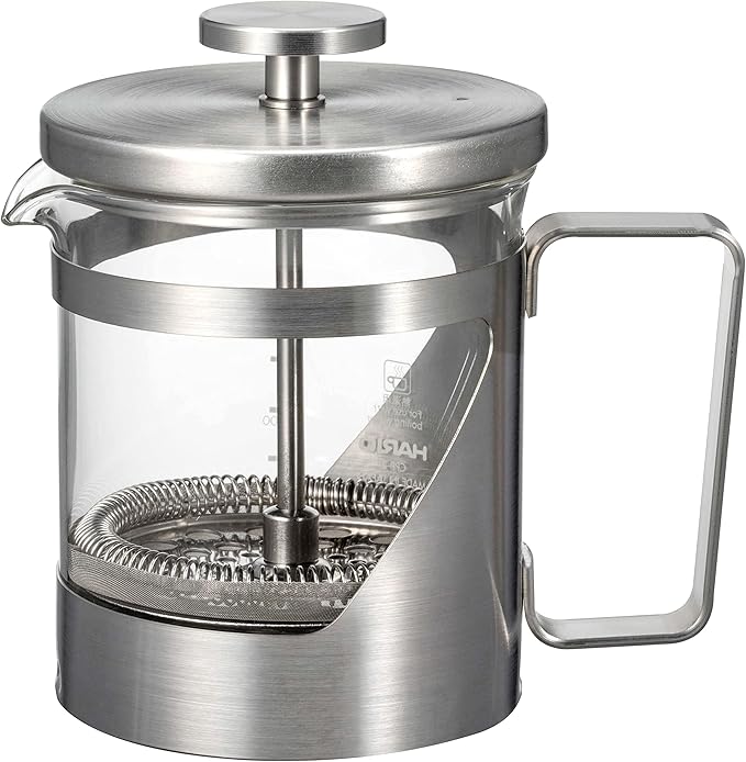 HARIO THSV-2-HSV Hairline Silver Pressed Coffee Heat Resistant Glass Stainless Steel Practical Capacity 10.1 fl oz (300 ml)