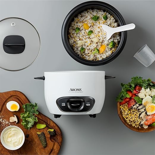 Aroma Housewares 6-Cup (Cooked) (3-Cup UNCOOKED) Pot-Style Rice Cooker (ARC-743G)  White