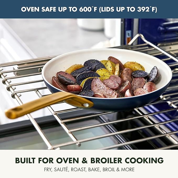 GreenPan Nonstick Reserve Pro 10 Piece Cookware Set NSF Certified Ceramic Hard Anodized PFAS-Free Pots &amp Pans Set with Lids Stainless Steel Handles Oven &amp Dishwasher Safe Twilight Blue