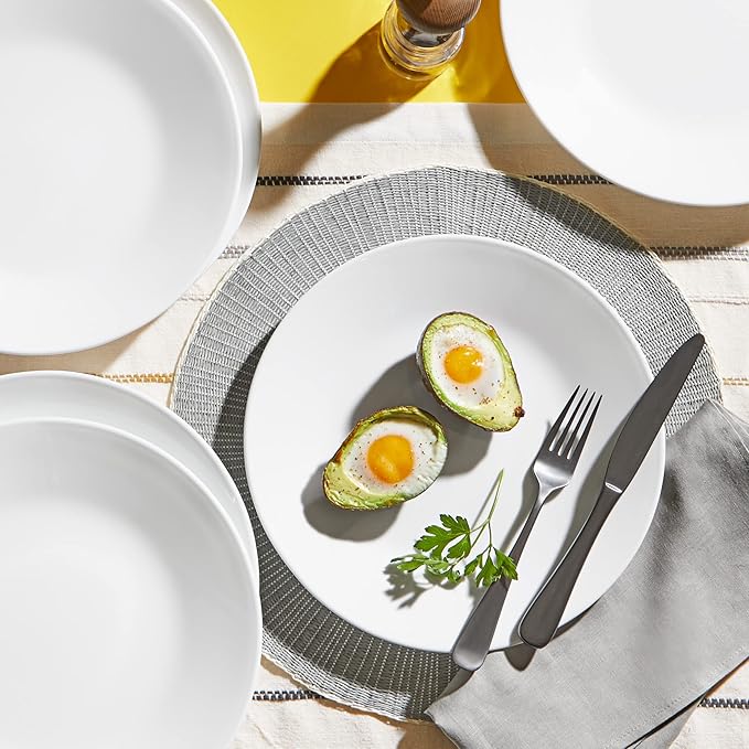 Corelle Vitrelle 4-Pieces 18-Oz Soup/Cereal Bowls Chip &amp Crack Resistant Glass Dinnerware Set Bowls Winter Frost White