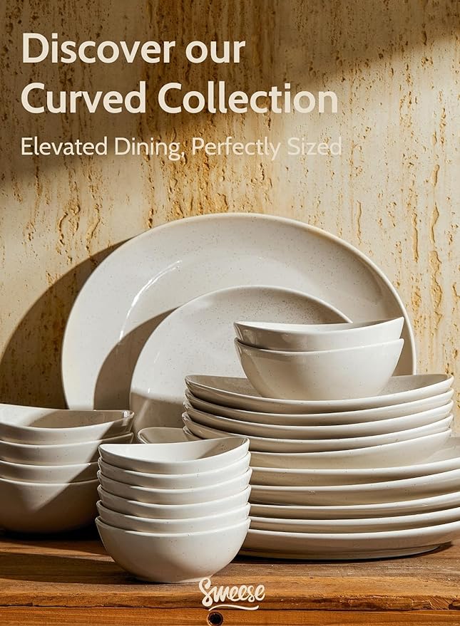 Sweese Porcelain Dinner Plates 11 Inch Set of 6 - Scratch Resistant Microwave Oven Safe Plates in Grey