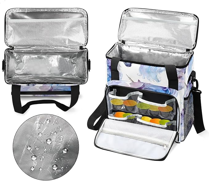 Unicorn Coffee Maker Carring Bag Large Insulated Storage Organizer Case Tote Bags with Shoulder Strap for Travel Work Picnic