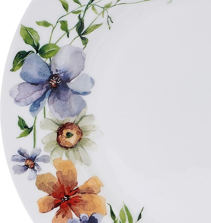 Mikasa Audrina Water Color Flowers Bone China Lightweight Chip Resistant 12 Piece Dinnerware Set Service for 4 White