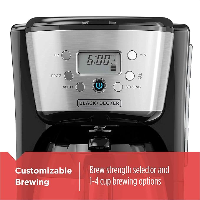 Black+Decker Thermal Coffee Maker 12 Cup Programmable Digital Controls Black And Silver CM2036SC