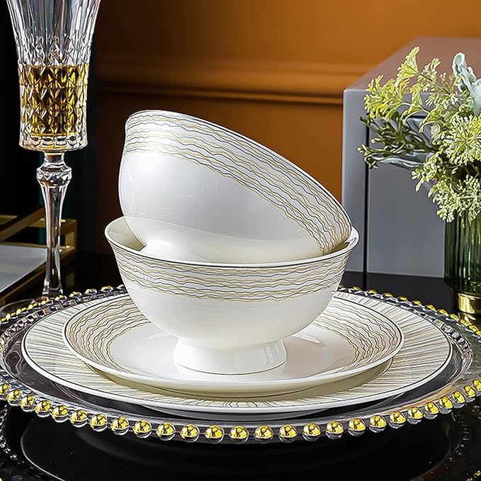 Bone China Dinner Sets Nordic Creative Phnom Penh Combination Ceramic Tableware Suit Suitable for Gifts Wedding Hotel 60 Piece