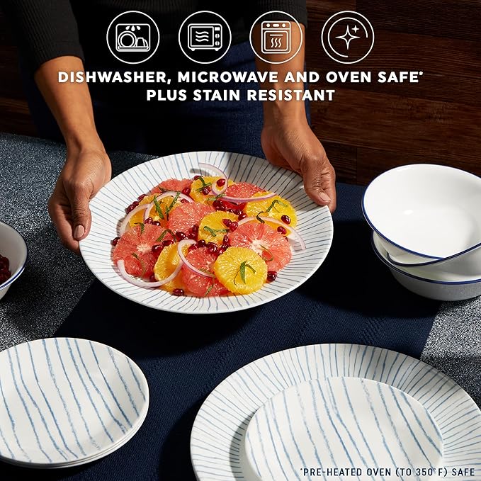 Corelle 18-Piece Dinnerware Set (Service for 6) + Corelle 6-Piece 10.25 Dinner Plates Vitrelle Triple Layer Glass Lightweight Round Plates