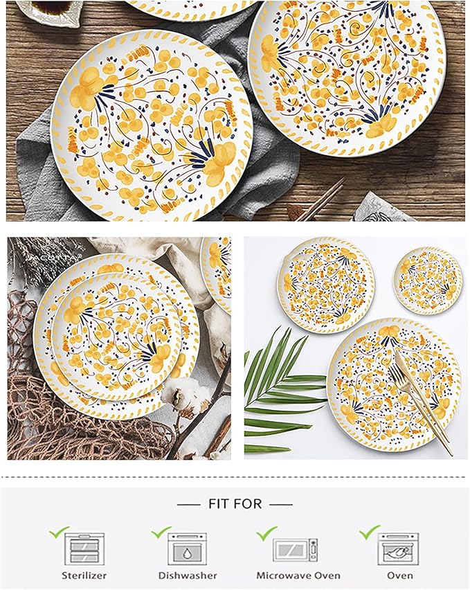 bone china dinnerware set tableware set round plates 24-piece dish set for 6 dinner plate set cups and plates sets for kitchen kitchen dishes set for housewarmingpartydinner