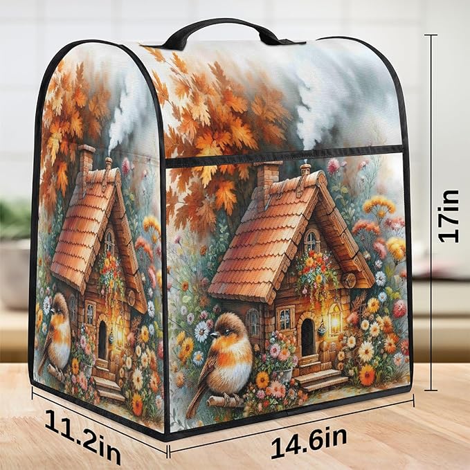 cfpolar Kitchen Aid Mixer Cover Compatible with 6-8 Quarts Autumn Bird Castle Stand Mixer Cover Kitchen Aid Mixers Accessories Appliance Organizer Bag Dust Covers with Zipper Pocket