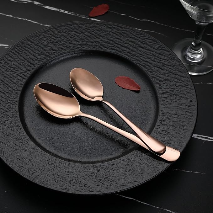 VANDBAO Coppery Flatware Cutlery Silverware Set 20 Pieces Stainless Steel Colorful Utensils Tableware Set Service for 4 Include Knife/Fork/Spoon Reusable Mirror Polished Dishwasher Safe