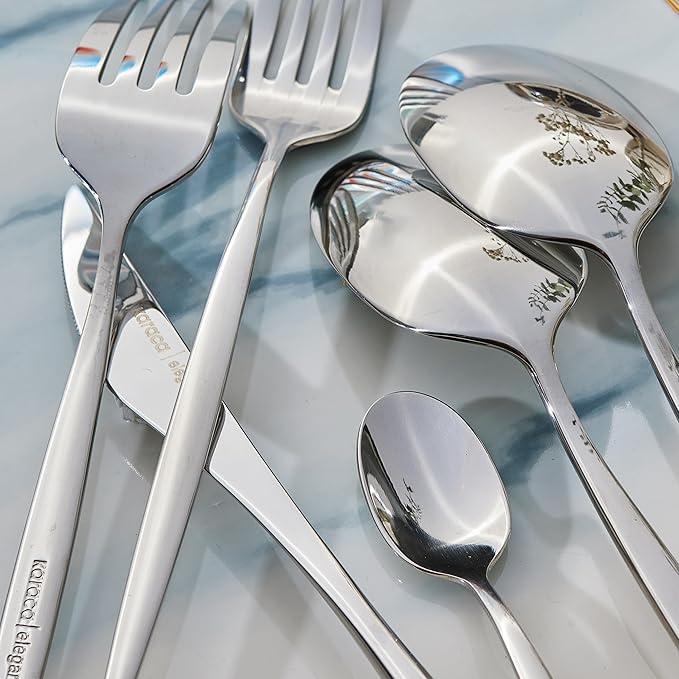Karaca Lizbon - 18/10 Stainless Steel Silverware Set for 6 30 Piece Heavy Duty Flatware Set Dishwasher Safe Modern Cutlery incl. Kitchen Forks Spoons Knives Eating Utensils Sets - Silver