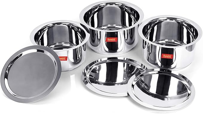 Sumeet Stainless Steel Tope Set 4 5 6 L 3 Piece (Steel)