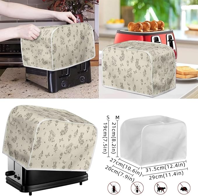 Appliance Covers for Kitchen Counter Butterfly Toaster Cover Flower Toaster Covers 4 Slice Wide Slot Blender Covers Washable Dust Cover Kitchen Appliance Covers Slow Cooker Cooker Cover