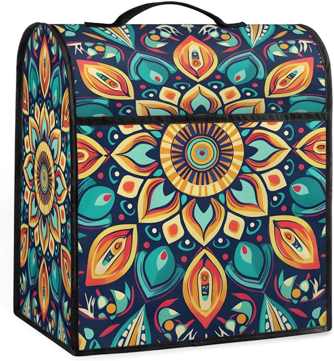 cfpolar Kitchen Aid Mixer Cover Compatible with 6-8 Quarts Mandala Colorful Flower Boho Stand Mixer Cover Kitchen Aid Mixers Accessories Appliance Organizer Bag Dust Covers with Zipper Pocket