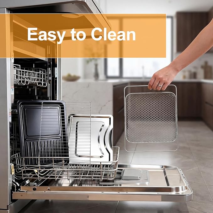 NEWBULIG 30QT Air Fryer Toaster Oven 13-in-1 Multi-Function Smart Airfryer Large Countertop Air Fryer Oven 0-450°F Heating Control 120 Min Timer Chrome Fry Basket Interior Light