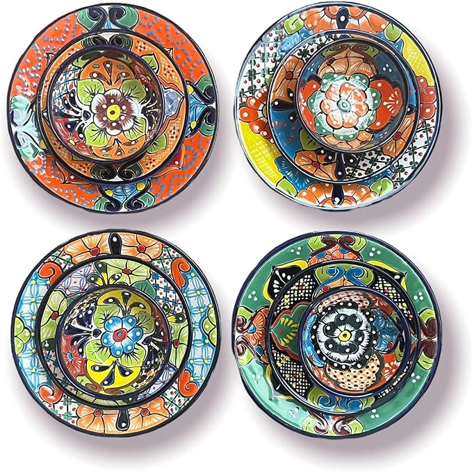 Talavera Dinnerware Set | 26-Piece Vibrant Floral Mexican Dishware