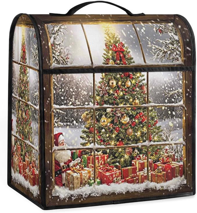 cfpolar Kitchen Aid Mixer Cover Compatible with 6-8 Quarts Christmas Tree Santa Claus Stand Mixer Cover Kitchen Aid Mixers Accessories Appliance Organizer Bag Dust Covers with Zipper Pocket