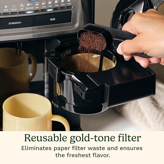 Cuisinart Coffee Maker Custom Grind and Brew Single Cup Coffee Maker 6 Cup Sizes Built-in Stainless Steel Burr Mill Adjustable Strength Grind Control and Over Ice Feature Easy Cleaning DGB-30