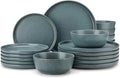 vancasso ZERMATT Plates and Bowls Sets for 6 18 Pieces Stoneware Dinnerware Set for Kitchen Chip Resistant Reactive Glaze Dishes Set for 6 Dishwasher &amp Microwave Safe Blue