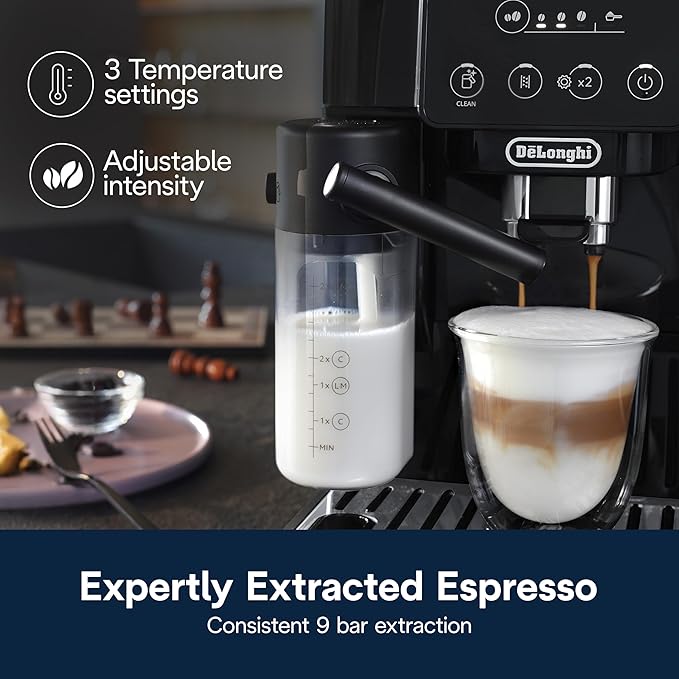 De'Longhi Magnifica Start Automatic Espresso Machine with Auto Milk Frother &amp Built in Grinder - 5 One-Touch Recipes Easy-to-Clean Home Barista Coffee Maker for Lattes Cappuccino Iced Coffee