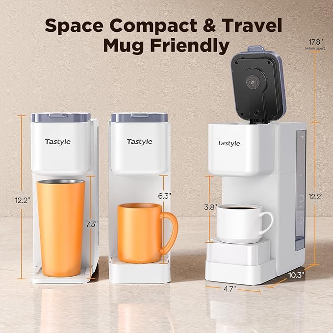 Hot &amp Iced Coffee Maker with Magnetic K-Pod Organizer (Pods Not Included) Stores 10 Pods 4-5 Cups Coffee Maker &amp Single-serve Brewer for K Cup &amp Grounds 40oz Removable Water Tank White
