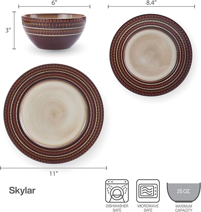 Pfaltzgraff Skylar 12 Piece Dinnerware Set Service for 4