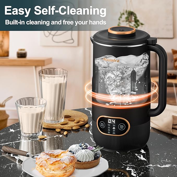 8 in 1 Nut Milk Maker 8 Blade 35oz Homemade Almond Oat Coconut Soy Plant Based Milks and Non Dairy Beverages Soy Milk Maker Machine with Delay Start/Keep Warm/Self-Cleaning/Boil Water