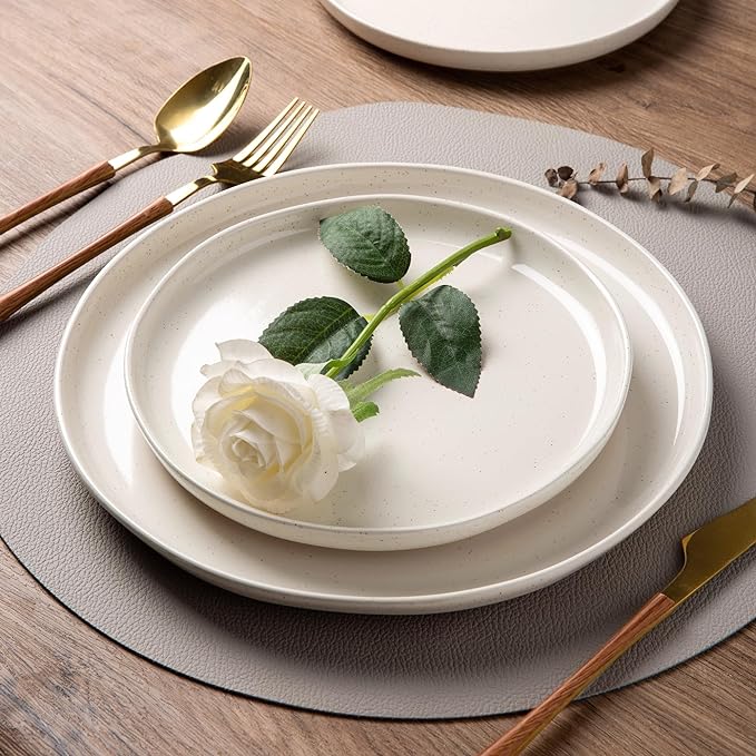 AmorArc Ceramic Dinnerware Sets for 4 16 Pieces Handpainted Plates and Bowls Set with Rustic Terracotta Underside Scratch Resistant Stoneware Dishes Set Dishwasher &amp Microwave Safe