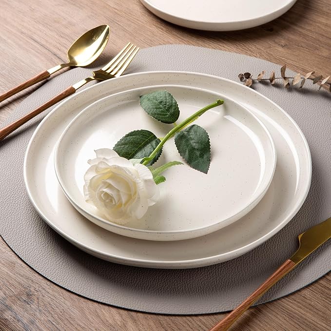 AmorArc Ceramic Dinnerware Sets for 4 18Pieces Handpainted Plates and Bowls Set with Rustic Terracotta Underside Scratch Resistant Stoneware Dishes Set Dishwasher &amp Microwave Safe