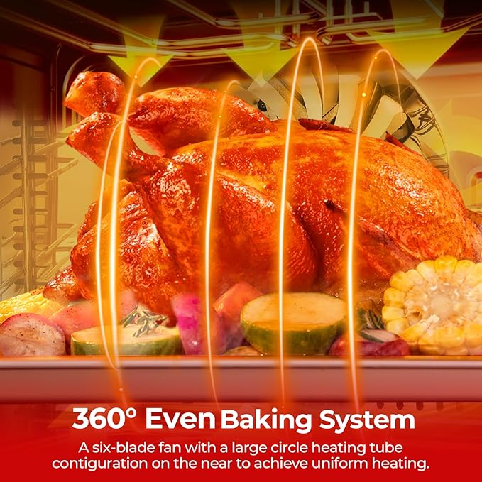 FOHERE Commercial Convection Oven - 50 Qt Large Capacity Electric Oven for Restaurant/Cafe/Food Industry Black