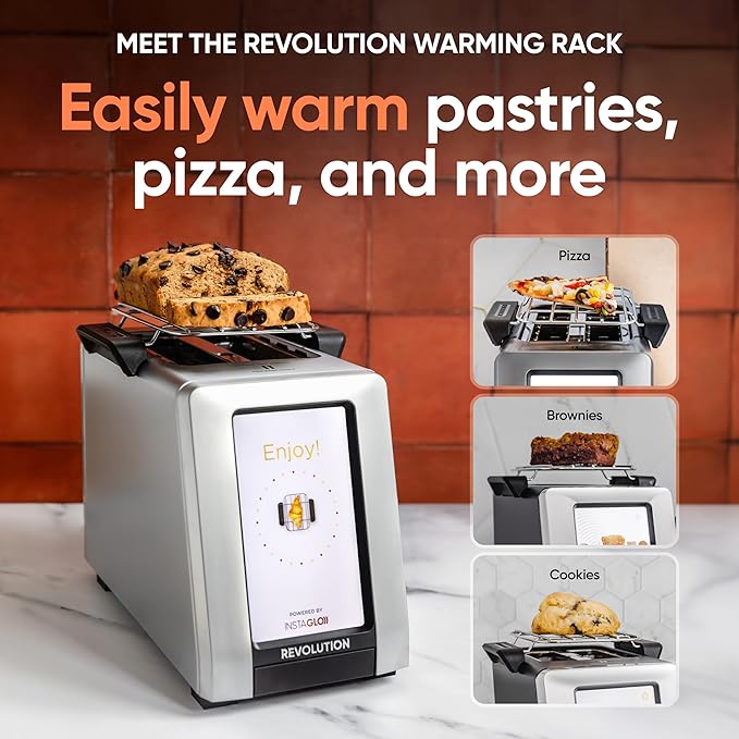Revolution R180 Connect Plus Smart Toaster with Touchscreen (Bundle with Toastie Press &amp Warming Rack) Choose from 40+ Bread Types 7 Browning Levels &amp Toastie Press Mode