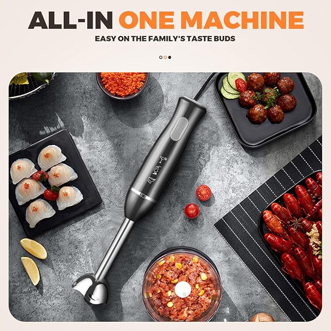 Hand Blender With Powerful Electric Design 38x6.5cm Immersion Blender Portable Stick Mixer Handheld And Easy To Use For Soup Smoothíe Puree Kids Food Salad Dressings