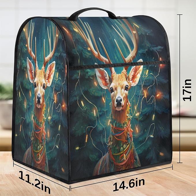 cfpolar Kitchen Aid Mixer Cover Compatible with 6-8 Quarts Animal Deer Christmas Stand Mixer Cover Kitchen Aid Mixers Accessories Appliance Organizer Bag Dust Covers with Zipper Pocket