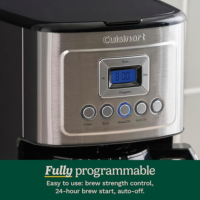 Cuisinart 12-Cup Coffee Maker Programmable PerfecTemp Thermal Carafe Coffee Machine with 1-4 Cup Setting Brew Strength Control and Brew Pause Stainless Steel DCC-3400NAS Silver