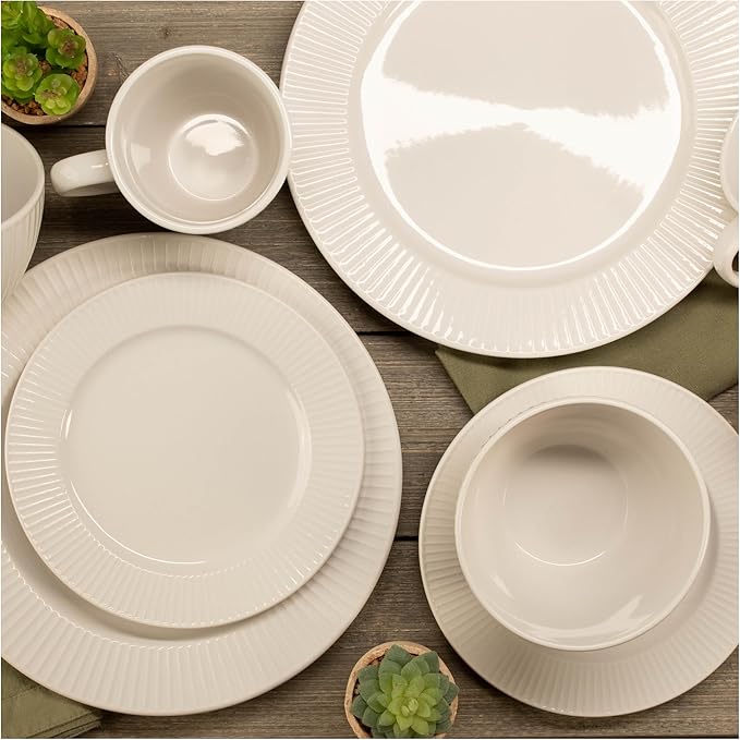 BIA Cordon Bleu Stoneware Sunray 16-Piece Dinnerware Set Cream
