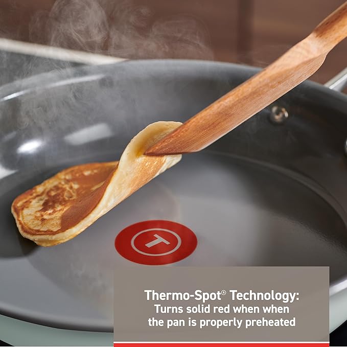 T-fal Ceramic Non-Stick Induction 10.5 and 12 Inch 2 piece Frypan Set Mint Green